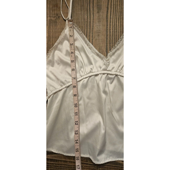 Zara Tank Top Small White Satin Lace Trim Tie Up Camisole Babydoll Celestial Y2K - Picture 9 of 10